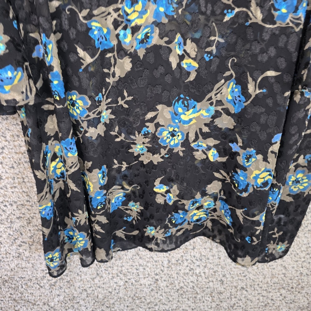 Lane Bryant Top Womens Plus 18 Black Sheer Keyhole Neck Ruffle Blouse Ladies - Picture 5 of 7
